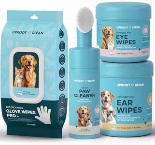 Uproot Clean Easy Pet Hygiene Bundle: Dog Ear Cleaner Finger Wipes, Cat Eye Wipes, Dog Paw Cleaner, & Pre-Soaked QuickClean Gloves Pro - Save Time After Messy Walks and Keep Your Furry Pals Tidy