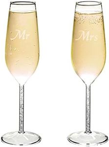 Juvale Set of 2 Mr and Mrs Champagne Glasses, His and Hers Wedding Day Toasting Flutes for Bride and Groom Newlyweds, Engagement, Wedding and Bridal Shower Gifts (8oz)