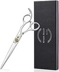 Dream Reach Professional 7" Dog Grooming Scissors Straight, Curved, Thinning/Blending/Chunking Scissors Kit, JP-440C Stainless Steel Pet Cat Hair Cutting/Trimming Shears (7 Inch-Straight Scissors)