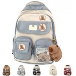 Capybara Backpack For School, Large Capacity Capybara Backpack, Kawaii Aesthetic Children's School Bag With Capybara Plush (Blue-B)