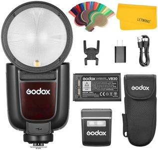 Godox V1 Pro N V1-N Pro TTL Round Head Flash Speedlite for Nikon Cameras, 76Ws 2.4G 1/8000 HSS Speedlight w/Upgraded 2980mAh Li-ion Battery, Detachable Sub Flash, Type-C Charging,100 Continuous Shots