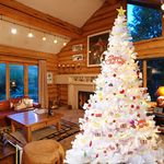 MKSY 9FT Artificial Christmas Tree, Full Premium Hinged Artificial Pine Tree with Sturdy Metal Stand 1850 Branch Tips,White