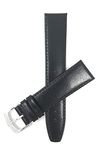 Bandini Bandini Extra Long (XL) 14mm Black Leather Watch Band Strap, Stitching, Thin, Slim