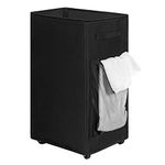 WOWLIVE 90L Large Laundry Basket on Wheels, Collapsible Rolling Laundry Hamper, Corner Clothes Organizer, Foldable Laundry Bin, Dirty clothes washing basket (Black)