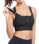 Shoppy Villa - Sports Bras for Women | Gym Yoga Bras for Women Workout | Zip Front,Adjustable, Lighty Padded Cup Bra for Women with Full Coverage with Removable Pads with Velcro Straps| Black | XXL