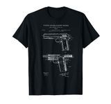 1911 Retro Vintage Handgun Diagram Blueprint Pistol 45ACP T-Shirt