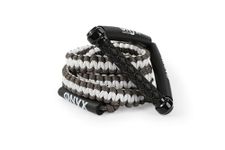 ONYX Wakesurf - 25ft Premium Braided Wake Surf Rope with 10" EVA Handle - 6 Adjustable Sections Floating Watersport Ropes for Wake Surfing (Grey & White)