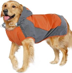 IECOii Hooded Dog Raincoat,Reflective Large Dog Rain Poncho,Ensure Safety in Low - Light Conditions, Adjustable Fit with Magic Sticker,Lightweight Waterproof Pet Rain Coat,Orange,XXL