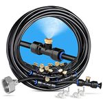 HOMENOTE Misting Cooling System 75FT (23M) Misting Line + 28 Brass Mist Nozzles + Brass Adapter(3/4") Outdoor Mister for Patio Backyard Garden Greenhouse Watering