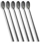 Long Handle Spoon, Matte Black Coffee Stirrers, 9-inch Ice Tea Spoon, AOOSY Premium 18/10 Stainless Steel Iced Teaspoon Coffee Spoons for Milks Tea Mixing Cocktail Stirring Coffee, Set of 6