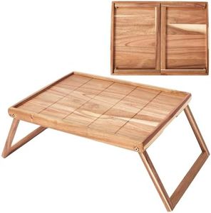 Folding Bed Tray Table with Legs, Breakfast in Bed Tray, Lap Desk, Acacia