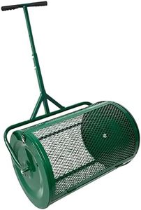 SOCROTO 24" Compost Spreader Lawn and Garden Peat Moss Roller with 22.4"-27.5" Height Adjustable Handle 24" x 15.7" Powder Coated Mesh Basket with Side Latches for Topsoil Manure Fertilizers