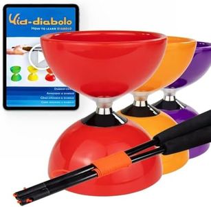 Juggle Dream Carousel Diabolo Juggling Set - Triple Bearing Axle - with Super Glass Handsticks and Online Learning Video - Juggling (Red)