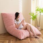 MAXYOYO Giant Bean Bag Bed - Square Bean Bag Chair - Large Sofa with Plush Cover and Fluffy Filling Included for Adult, Couples, Guest (Pink, Double)