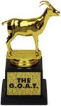 Funwares Humorous Desk-Sized Novelty Trophy for Recognition, Gag or Prank Gifts, Friendly Competitions, and Motivation! G.O.A.T., Great of All Time Trophy, by Island Dogs