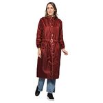 THE CLOWNFISH Polyester Long Length Raincoats For Women Raincoat For Ladies Waterproof Reversible Double Layer. Drizzle Diva Series (Maroon, Xx-Large)