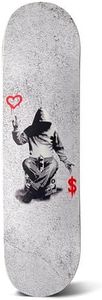 Skateboard Canvas Wall Art – Banksy Love or Money Art | 7 Ply Maple Wood Skateboard Deck | Graffiti Canvas Wall Art for Home Decor, Room Decor, Bathroom Wall Decor | Banksy Wall Art Canvas Large |