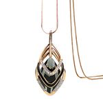 Mecool Triple Layer Pendant Necklace Long Statement Pendant Necklace Long Sweater Chain (Rhombus Pendant)