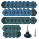 Cettkowns 32 Piece 2-Inch Flap Discs Set with 1/4 Shank Disc Holder and T27 Zirconia Flat 36/60/80/120 Grit Grinding Wheels for Die Grinder Rotary Tool Cleaning Welds Rust Zirconia Alumina