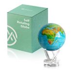 MOVA Globe - Ocean Blue Relief Classic (4.5") | Solar-Powered Rotating World Globe with Terrain Detail | No Batteries or Cords | Elegant Desk Décor or Educational Gift