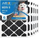 AIRX FILTERS WICKED CLEAN AIR. 16x25x1 Air Filter Odor Eliminator Carbon Filter MERV 8 AC HVAC Furnace Filters 6 Pack