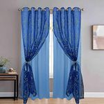 GD Home Fabric Polyester Long Door Curtain Pack of 2 (9 Feet, Navy Blue + Sky Blackout)…