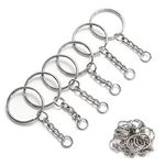 YHYZ Keychain Ring Set (60 Sets), 60pcs 1 Inch Splits Key Ring Hoops (25mm) with Chain + 60pcs Jumper Rings, Metal Silver Keyring Chains for DIY Craft Tassels Resin Art Jewellery Making Attachment