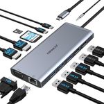 Docking Station Dual HDMI Monitor Adapter USB-C Docking Station Triple Display USB C Hub to 2HDMI,VGA,Ethernet,3USB3.0,2 USB2.0,PD,USB C Port,SD/TF, Audio for Dell,Lenovo,HP,iPhone 15 Pro Max/15 Plus