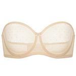 DOBREVA Women's Strapless Bra See Through Sheer Underwired Bras Unlined Plus Size Beige 34DD