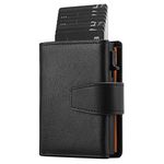 SENDEFN Credit Card Holder RFID Blocking Minimalist Trifold Mens Wallets Automatic Pop Up Metal Case with ID Windows & Zip Coin Pocket