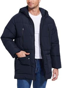 Flygo Men's Long Parka Winter Coats Hooded Puffer Jacket Heavy Warm Water-resistant Outerwear Cold Weather(Navy-XL)