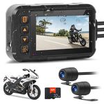 Motorcycle Dash Cam, Motorcycle Camera Front and Rear Waterproof Motorbike Camera Dual Lens Motorbike Dash Cam with 32GB TF Card, 3" HD IPS Display, Night Vision, G-Sensor, Loop Recording, DVR Dashcam
