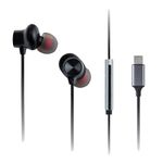 Panasonic RP-TCM225BDEK USB-C Earphones, In-Ear Earbuds, Wired Headphones with Built-in Mic & Remote, Powerful Bass, Customisable Fit, 1.2m Cable, Black