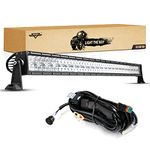 Auxbeam 50 Inch 288W LED Light Bar, 5D Lens 28800LM Super Bright Straight Light Bar, Spot Flood Combo Beam Offroad Auxiliary Light Driving Fog Light with DT Wiring Harness Kit