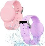 GetYrCase Waterproof Air Tag Bracelet for Kids(2 Pack), Soft Silicone Hidden Wristband Kids, Lightweight GPS Tracker Compatible with Apple AirTag Watch Band Child (Purple & Pink),(dwq-g-05)