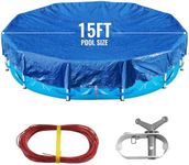 19Ft Pool Cover for （15Ft） Above Ground Pool, Winter Pool Cover Includes Winch and Cable,Strength & Durability,UV Protection, Blue/Black （Cover Only）