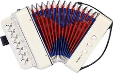 Accordion Kids, 10 Key Accordion Button Accordion with Straps, Accordion Musical Instrument Gift for Beginners, Accordion Adults and Children 3+ Years, White