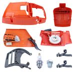 Mtanlo Cylinder Engine Cover Shroud Brake Cover Starter Front Handle for HUSQVARNA 372 365 362 371 Chainsaw with Spark Plug Front Brake Handle Chain Brake Cover