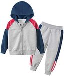 Mallimoda Boys Athletic 2 Pieces Sweatshirts Stripe Printed Cotton Clothing Set, Style 2 Pink, 4-5 Years