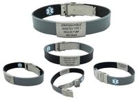 Sport/Slim Reversible Waterproof Medical Alert Bracelet. Incl. 9 lines engraving. Choose Colors! (Black/Gray)