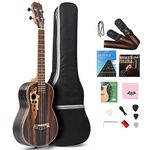 Batking Tenor Ukulele 26 Inch All Blackwood Electric Ukelele With Truss Rod With EQ with Gig Bag,Strap,Nylon String,Electric Tuner,Pick,shaker