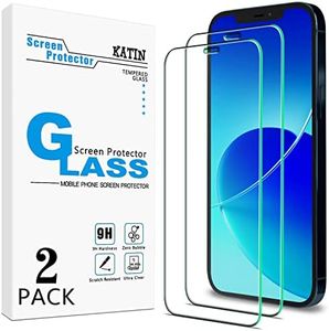 [2 Pack] KATIN Screen Protector for iPhone 12 Pro Max 6.7 Inch Tempered Glass, Bubble Free, 9H Hardness, Easy to Install