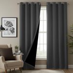 Urban Space 100% Blackout Curtains for Door 7 Feet, Set of 2 Blackout Curtains, Thermal Insulated Curtain with Eyelets and Tiebacks, Solid Curtain for Living Room Home Decor (Door 7 Feet, Soft Grey)