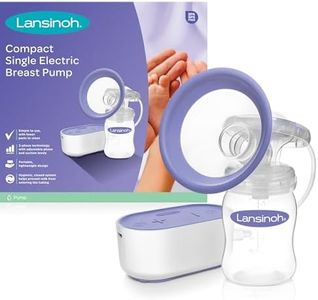 Lansinoh Breast Pump Compact Single Electric Breast Pump Breastfeeding Milk Breastpump, ComfortFit Breast Cushion, Let-Down & Expression Pumping Modes, Mains or Micro-USB Operated, Portable