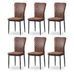 AINPECCA Suede Brown Dining Chairs Set of 6- Retro Armless High Back Upholstered Soft Seat with Black Metal Legs for Dining Room, Kitchen Room (Brown, 6)