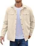 COOFANDY Men's Buton Down Shirt Jacket Lightweight Canvas Trucker Jacket Button Work Jackets Regular Fit Big Tall Tan Shacket