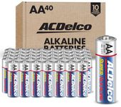 ACDelco 40-Count AA Batteries, Maximum Power Super Alkaline Battery, 10-Year Shelf Life, Recloseable Packaging, Blue