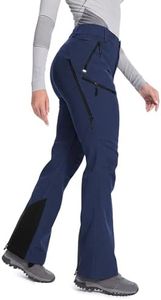 Moosehill Women's-Snow-Ski-Pants Fleece lined Waterproof Insulated Softshell Thermal Warm for Winter Snowboarding Outdoor Hiking with 4 Zippered Pockets (Navy, 14)