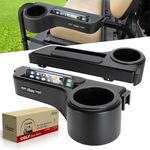 Roykaw Golf Cart Armrest with Cup Holder/Rear Seat Arm Rests Fit for EZGO/Club Car/Yamaha & Most Golf Cart, Upgrade 3rd Gen - w/Phone Holder, No Drilling Required, Fit 1.0"/1-1/4" Square Tube Frame