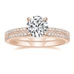 EAMTI 1.25CT 925 Sterling Silver Rose Gold Bridal Ring Sets Round CZ Engagement Rings Promise Rings for Her Wedding Bands for Women Size 12